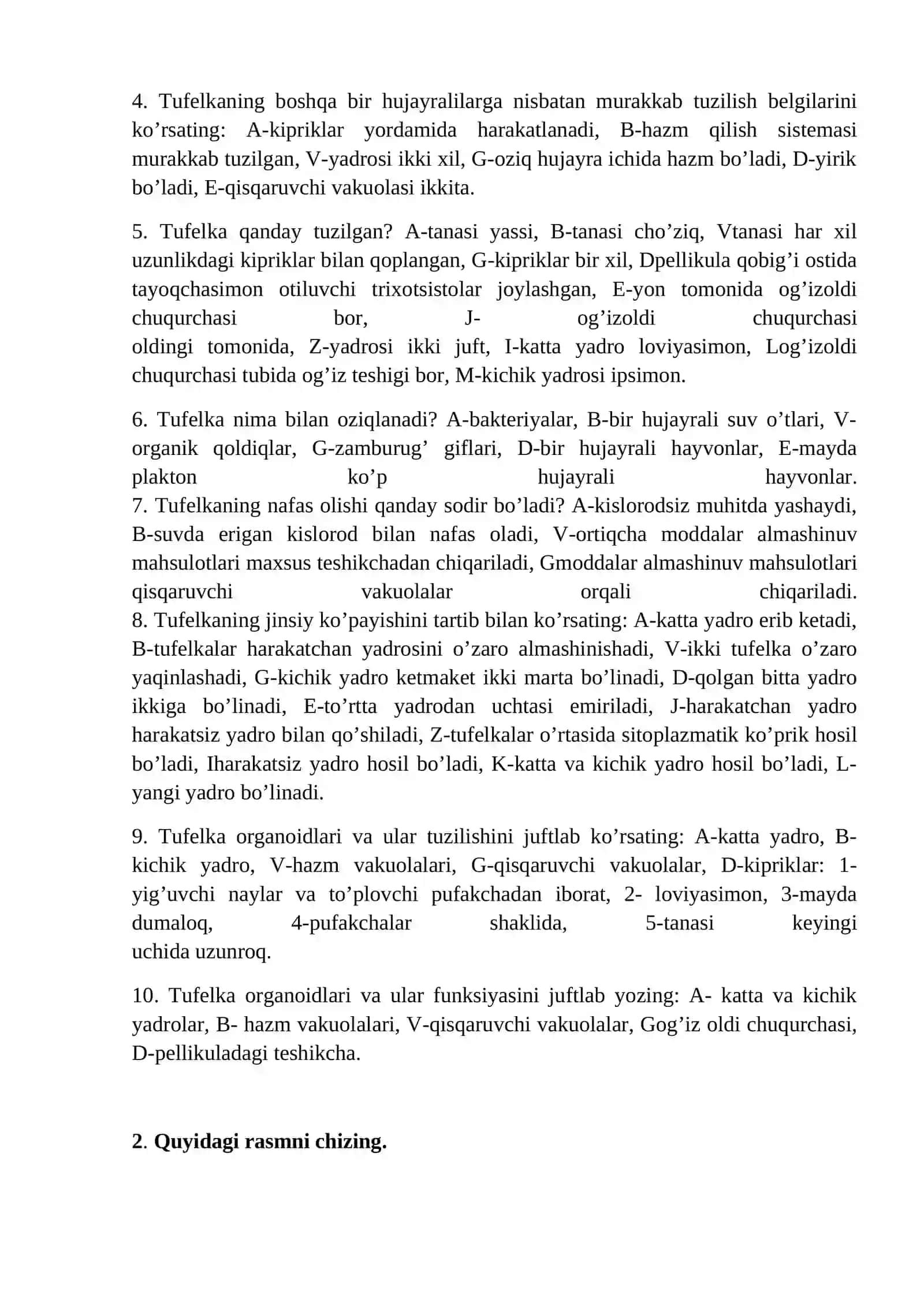 Infuzoriyalar (Infusoria) yoki Kipriklilar (Ciliophora) Kenja tipi, Kiprikli infuzoriyalar (Ciliata) sinfi vakili - Infuzoriya-Tufelka (Paramecium caudatum) ning tuzilishi va kopayishi 4
