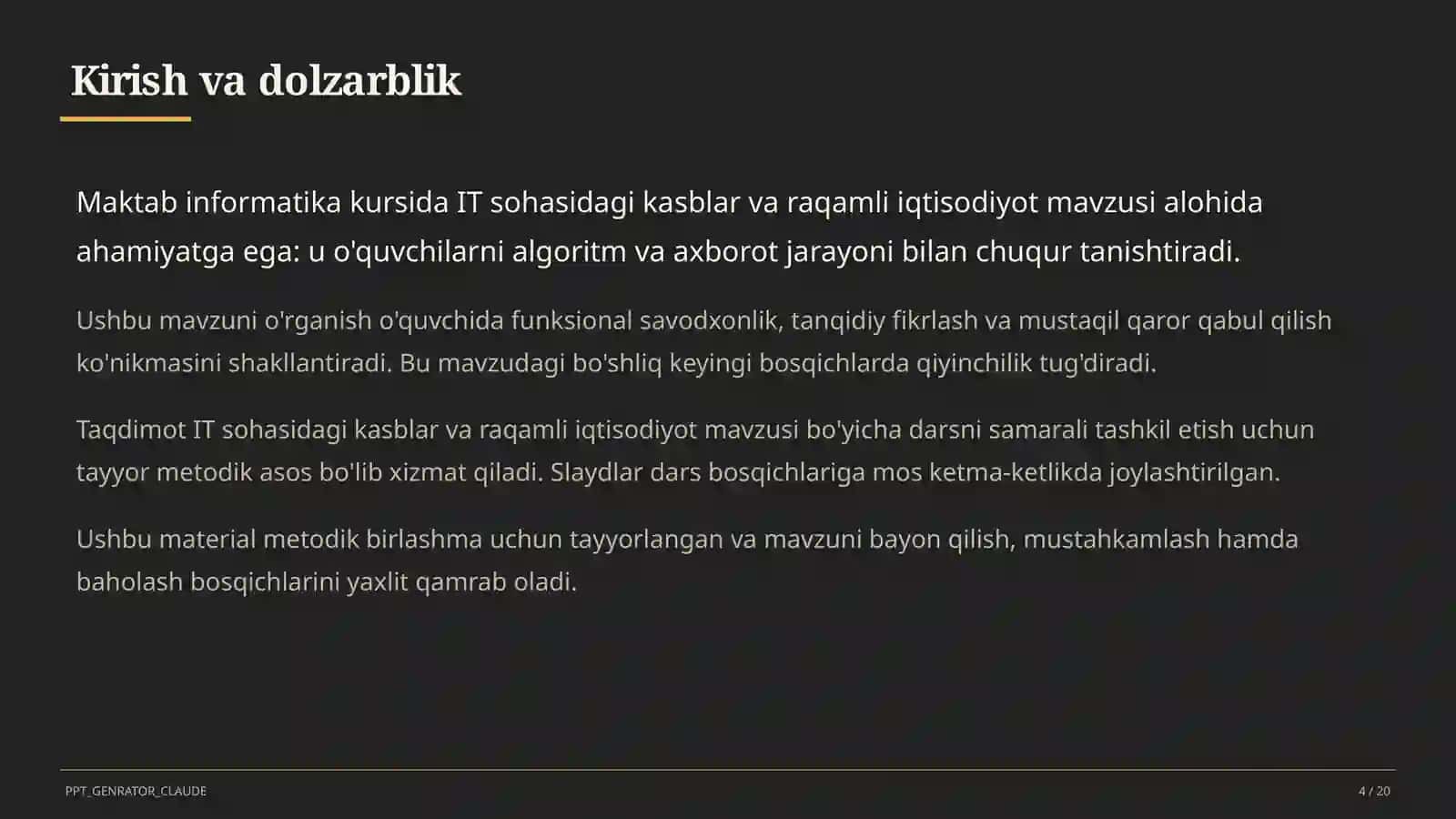 Informatika va axborot texnologiyalari (5–11) — metodik birlashma uchun 4