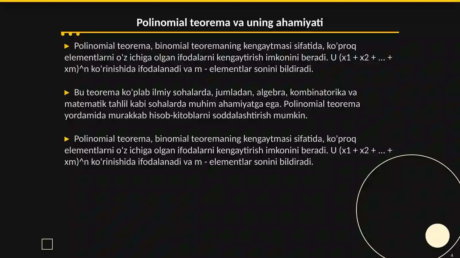 Binomial va polinomial teorema 4