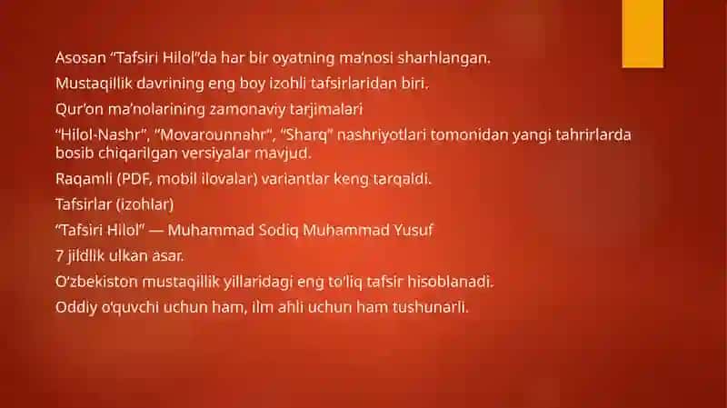Mustaqillik yillarida Qur’onning o’zbek tilida tarjima qilinishi va ta’sirlari 4
