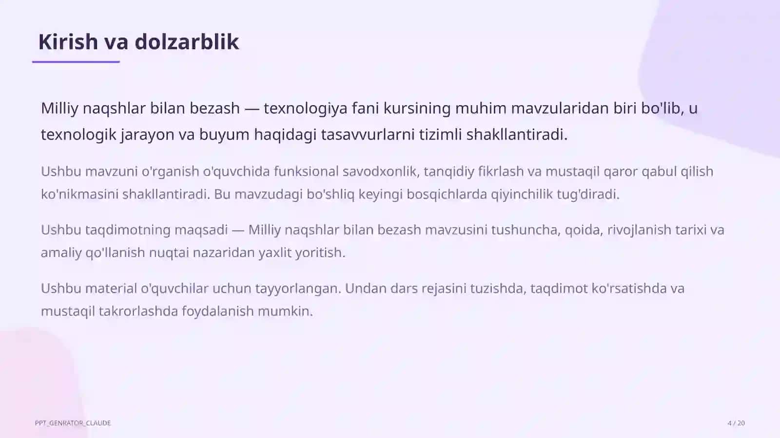 Milliy naqshlar bilan bezash (3-sinf) 4