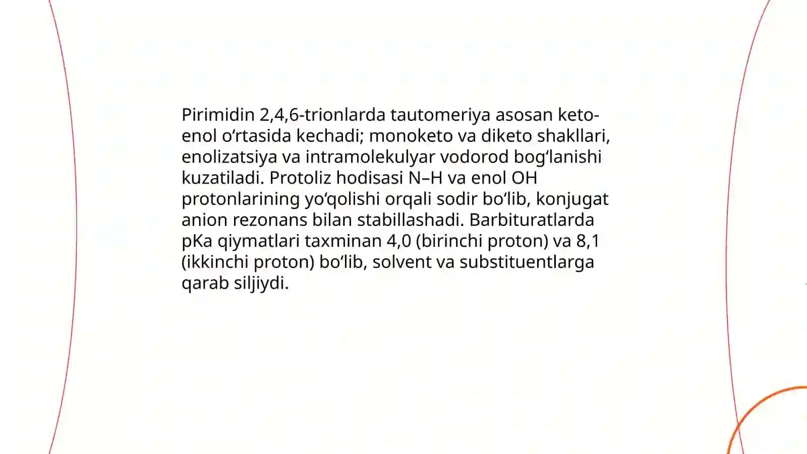 Pirimidin 2.4.6 trion hosilalari kimyoviy tuzilishi va farmakologik ta'siri 4
