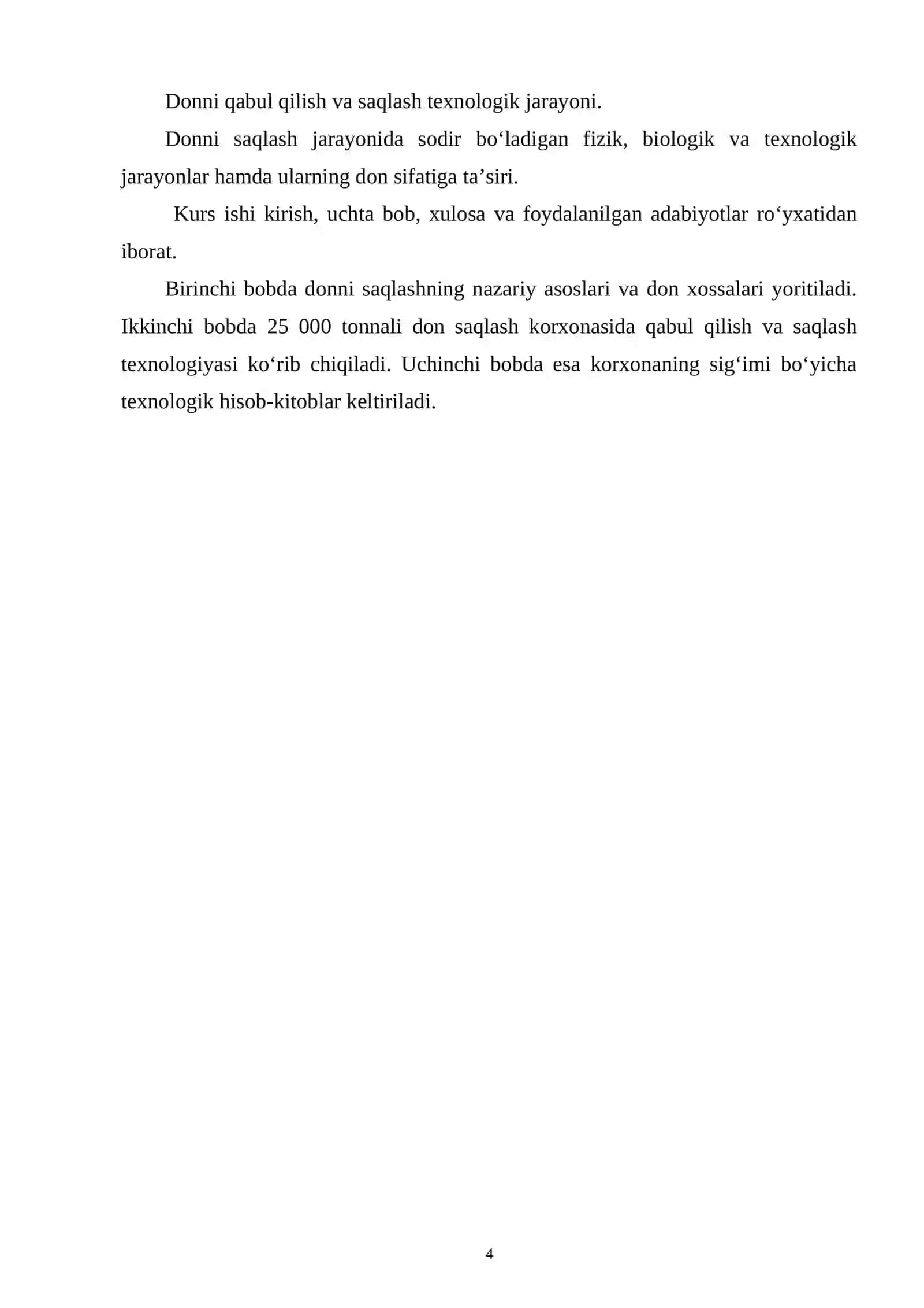 Sig'imi 25 000 tonna boʻIgan don saqlash korxonasida gabul qilish va saqlash texnologiyasi 4