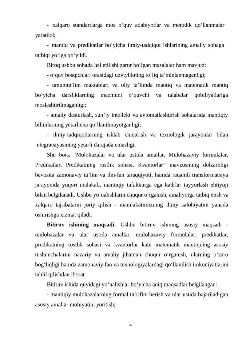 Mulohaza va mulohazalar ustida mantiqiy amallar. Mulohazaviy formulalar 4