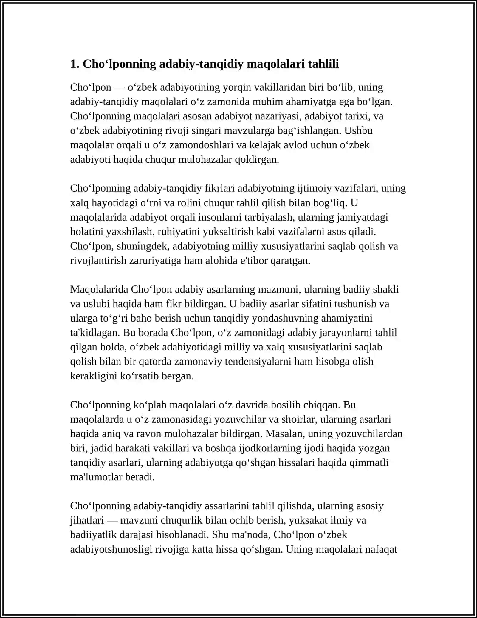 CHO'LPONING ADABIY-TANQIDIY MAQOLALARNI O'QIB O'RGANISH 4