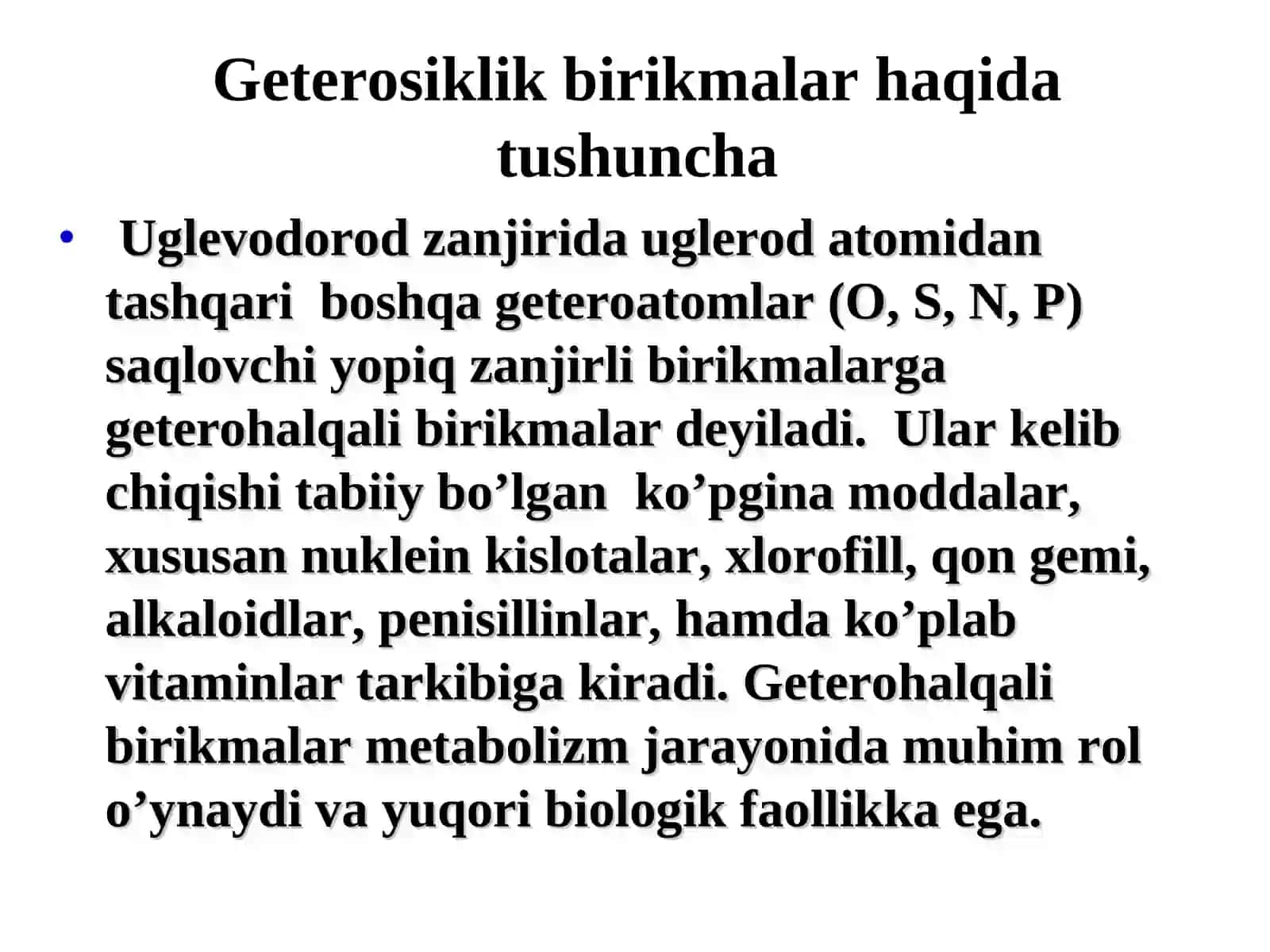 GETEROHАLQАLI BIRIKMАLАR METАBOLITLАR VАDORIVOR MODDАLАR SIFАTI 4