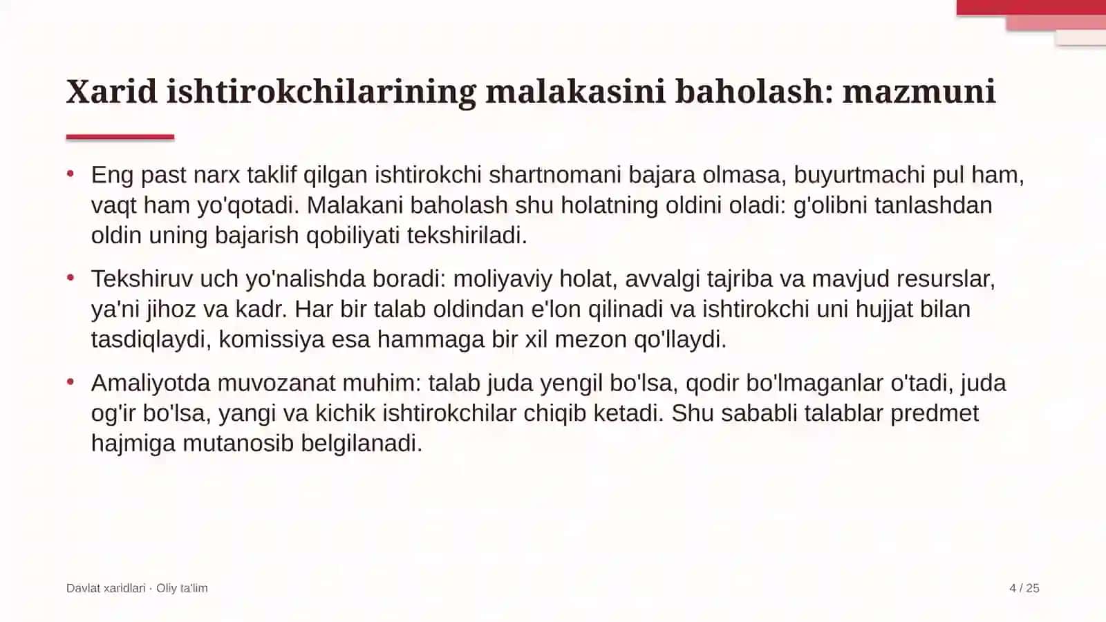 Vagon depolarida xarid ishtirokchilarining malakasini baholash 4