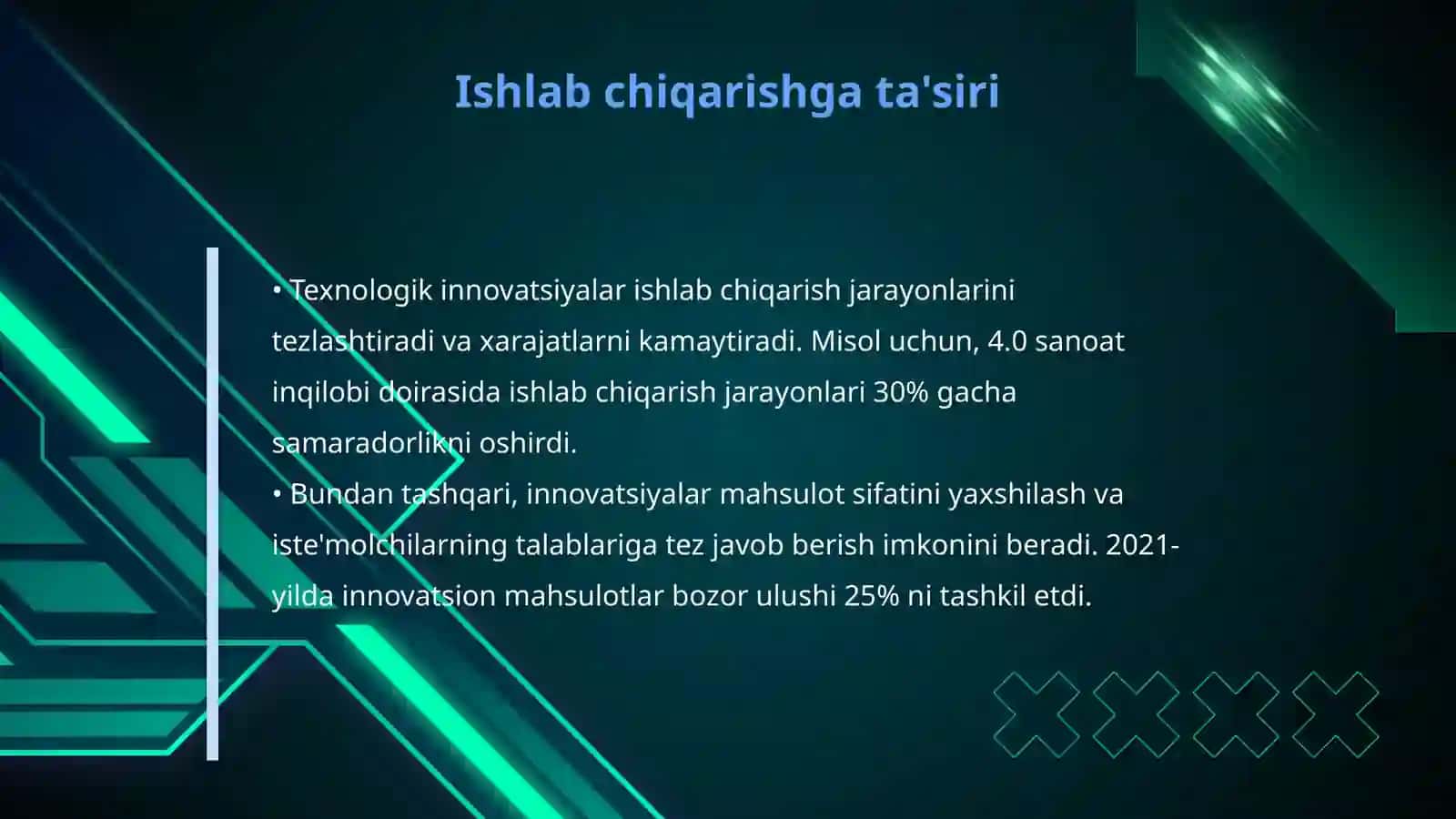Texnologik innovatsiyalar va ularning ishlab chiqarishga ta'siri 4