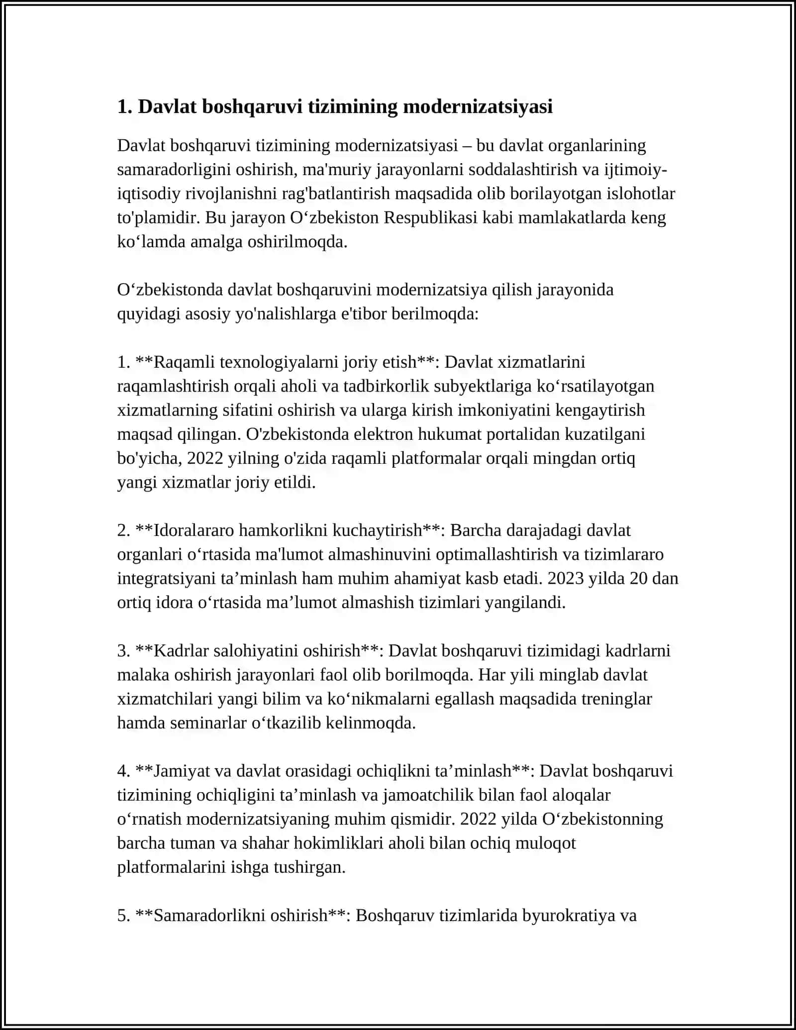 MUSTAQILLIK YILLARIDA DAVLAT BOSHQARUVI TIZIMIDA AMALGA OSHIRILGAN ISLOHOTLAR 4