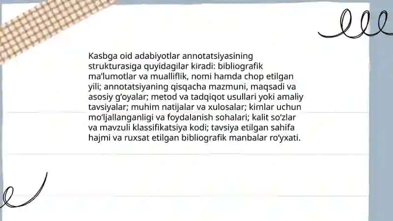 Kasbga oid adabiyotlar annotatsiyasi 4