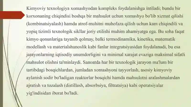 Kimyoviy texnologiya fanining rivojlanishi 4