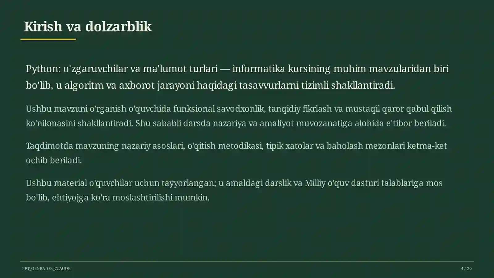 Python: o'zgaruvchilar va ma'lumot turlari (8-sinf) 4