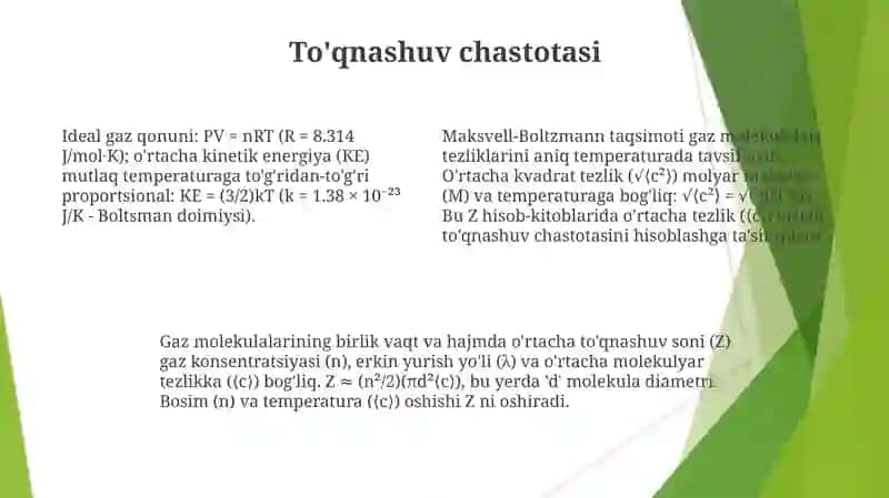 Molekulyar kinetik nazariyaning asosiy tenglamalari 4