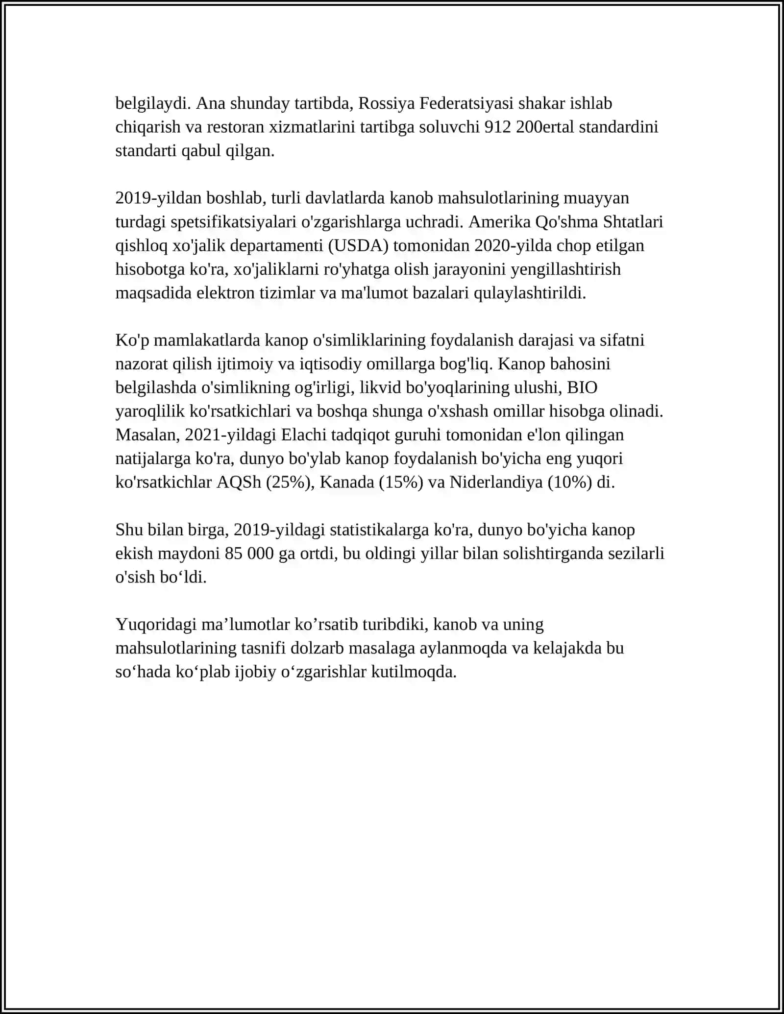 KANOB TOLASINI SIFATINI BELGILOVCHI STANDARTLAR 4