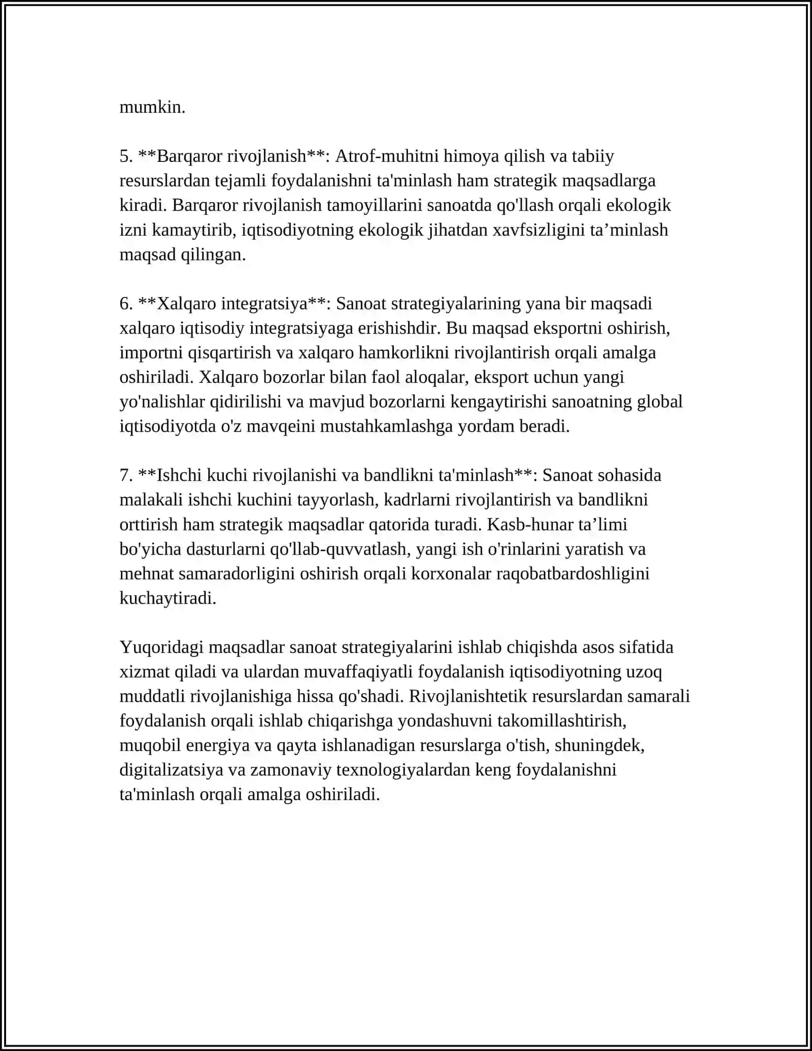 STRATEGIK USTUVORLIKLARNI ISHLAB CHIQISHNING ASOSIY TALABLARI SANOAT STRATEGIYASI 4
