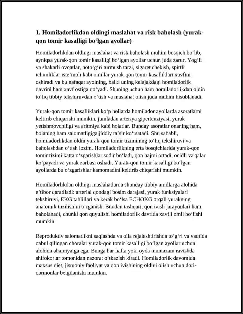 YURAK QON TOMIR BOLGAN AYOLLARNI REPRADUKTIV SALOMATLIGINI SAQLASH VA OLILANI REJALASHTIRISH 4