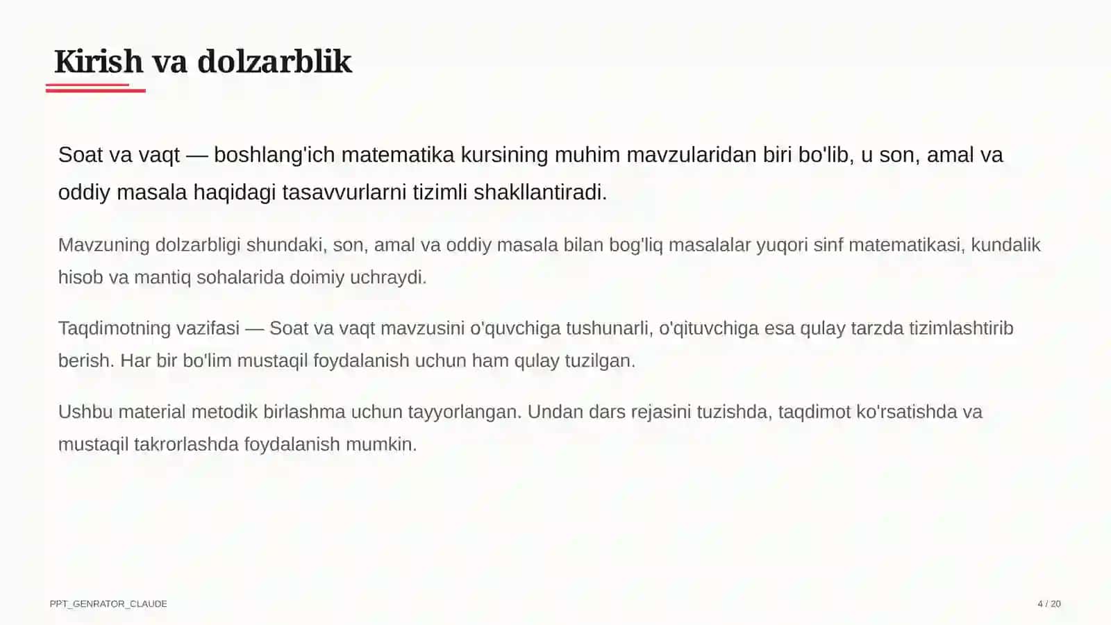 Soat va vaqt (1-sinf) 4