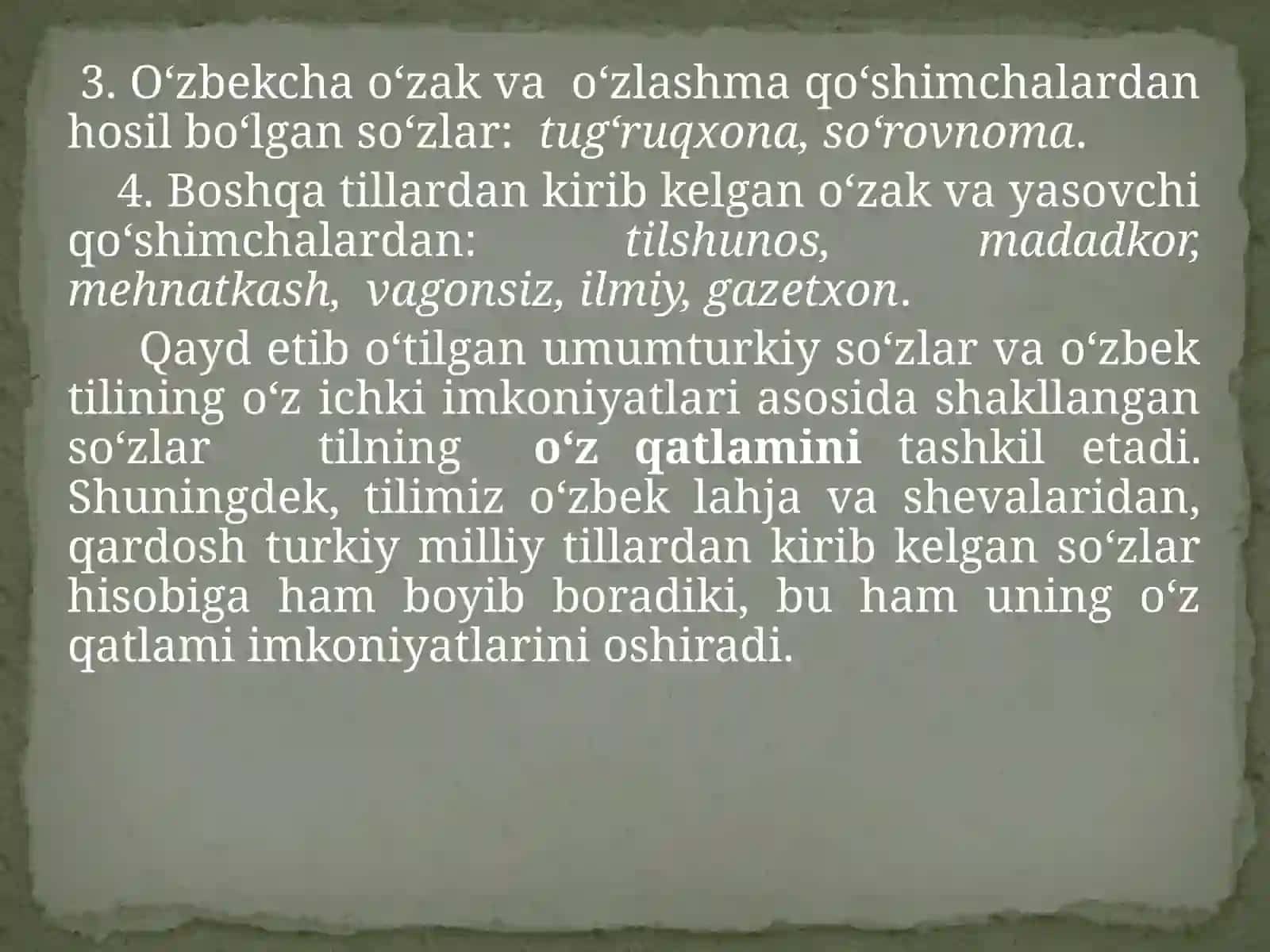 O‘zbektili leksikasi 4