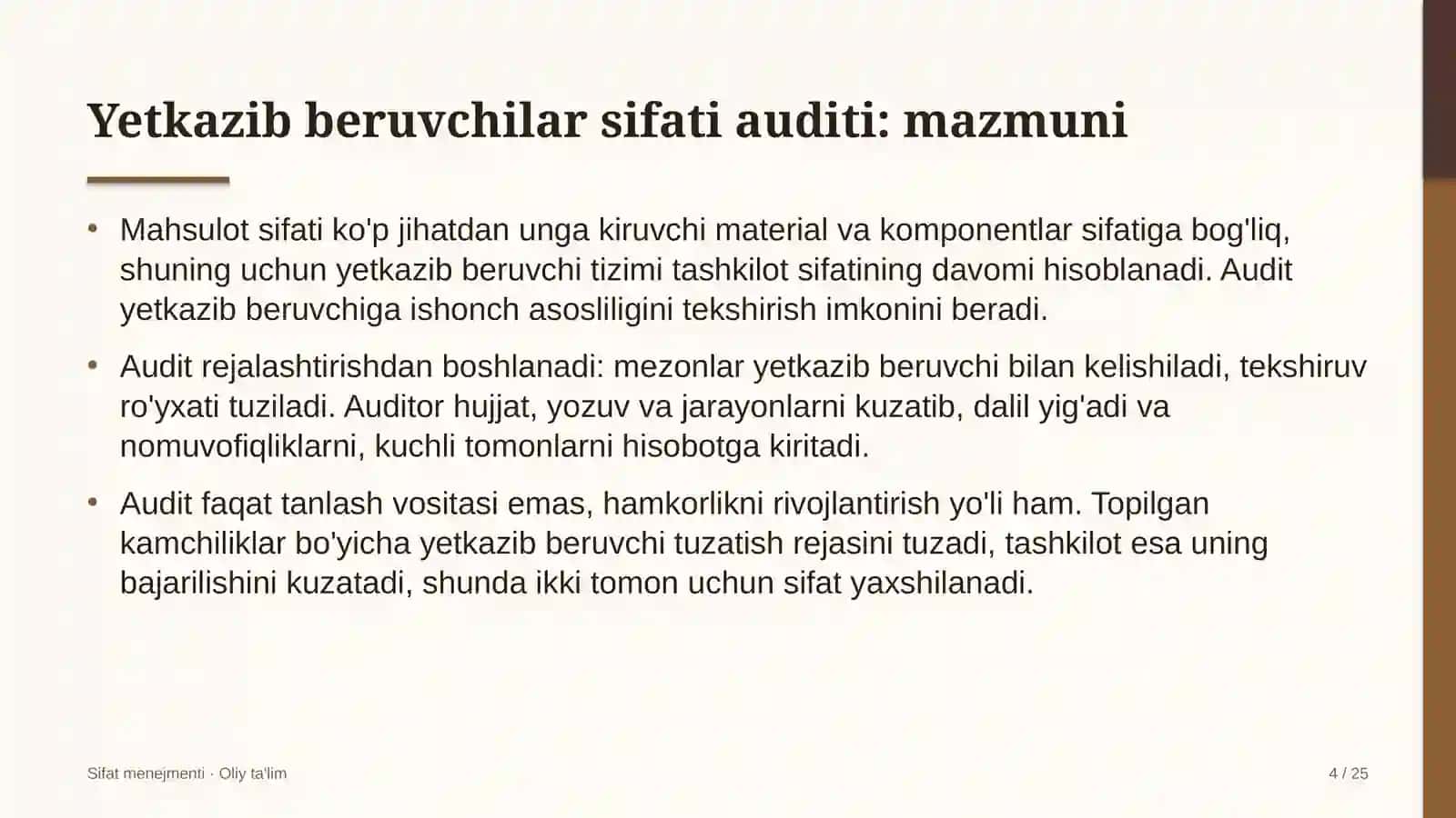 Bulutli xizmatlar provayderlarida yetkazib beruvchilar sifatini auditdan o'tkazish 4