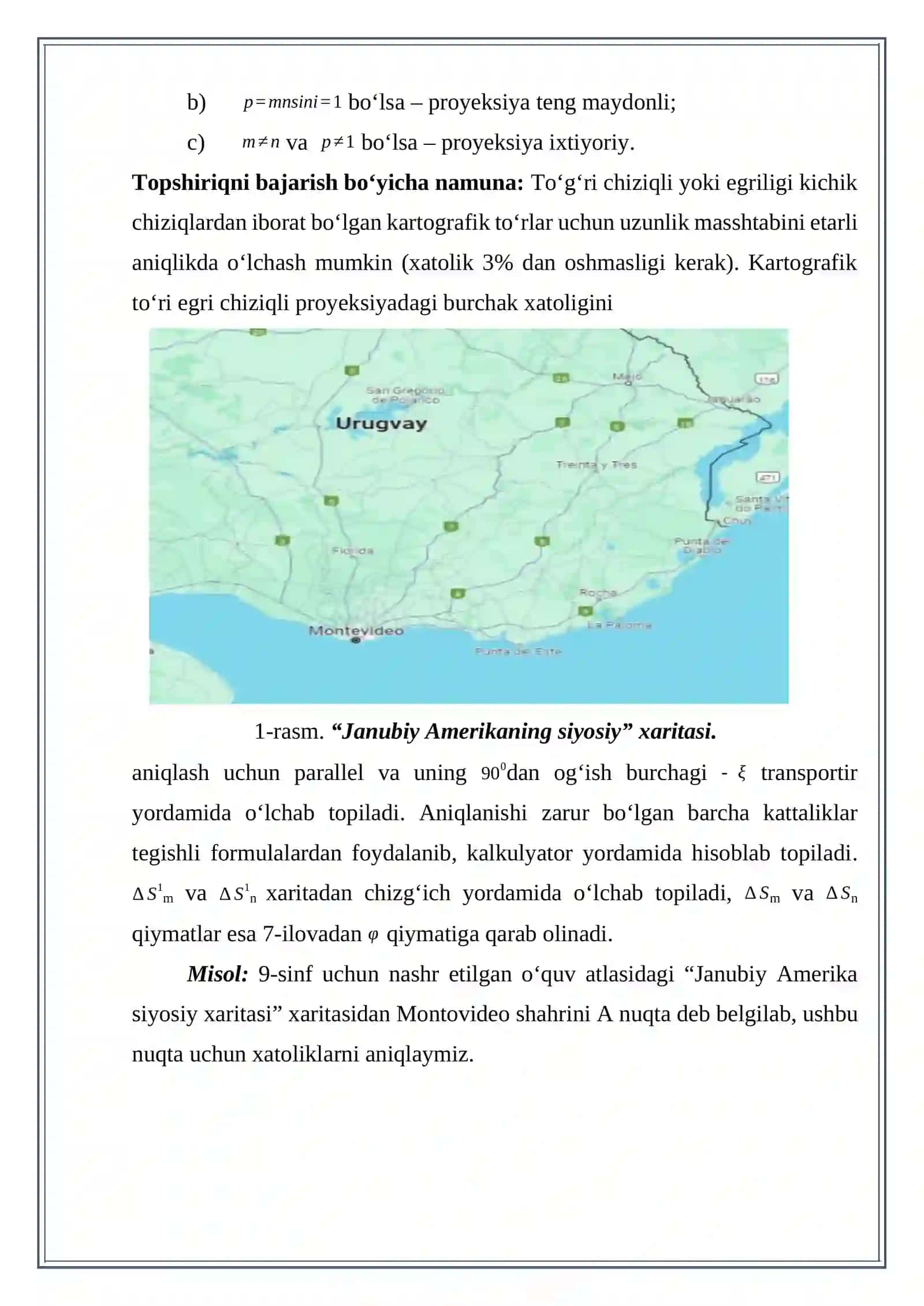 Kartografik proyeksiyalardagi xatoliklarni aniqlash 4