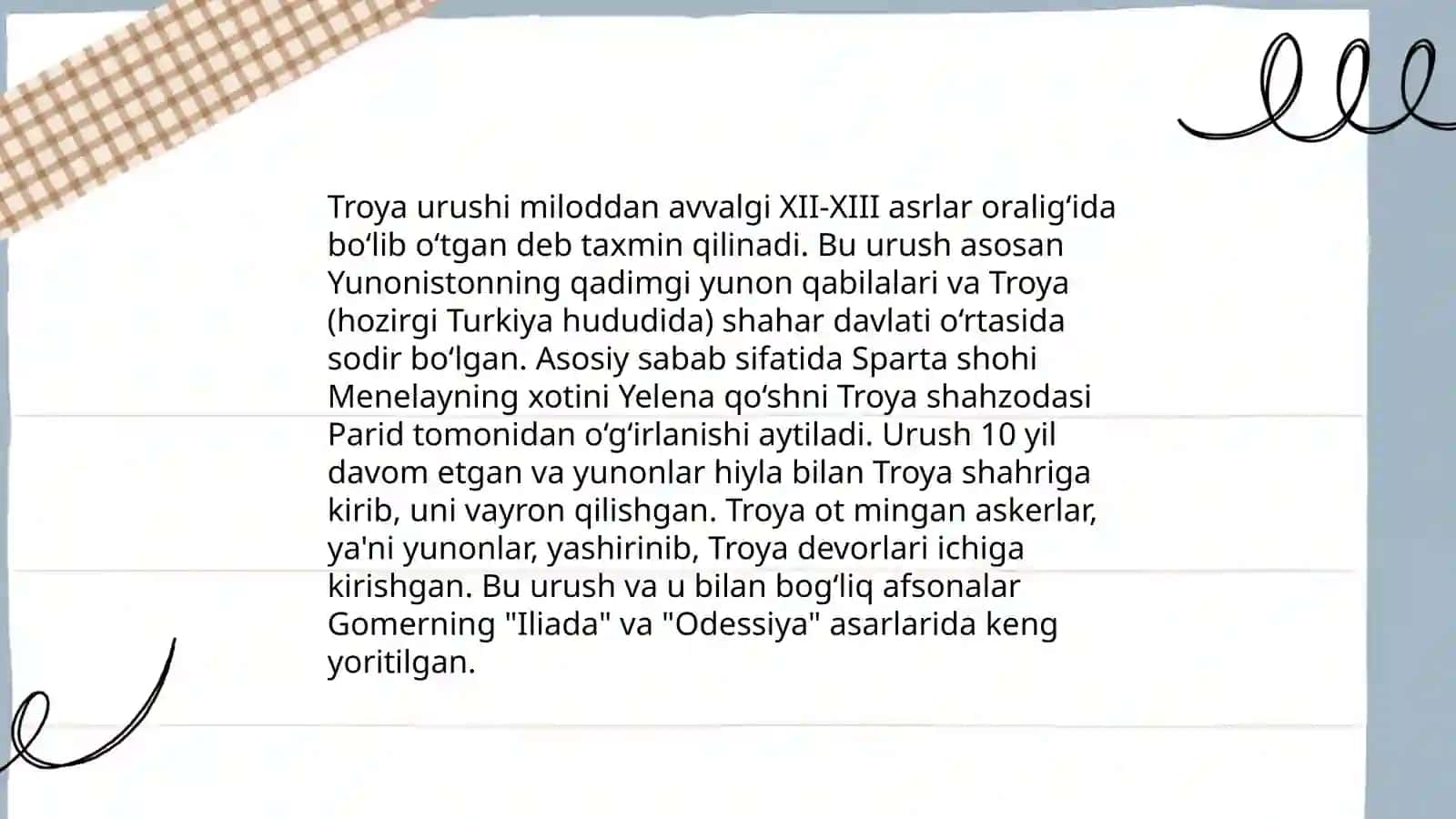 Homerning "Illiada" dostoni tasnifi 4