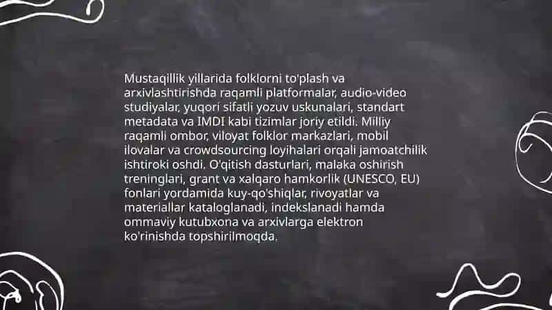 Xalq og'zaki ijodiga mustaqillik yillarida qaratilgan e'tibor 4