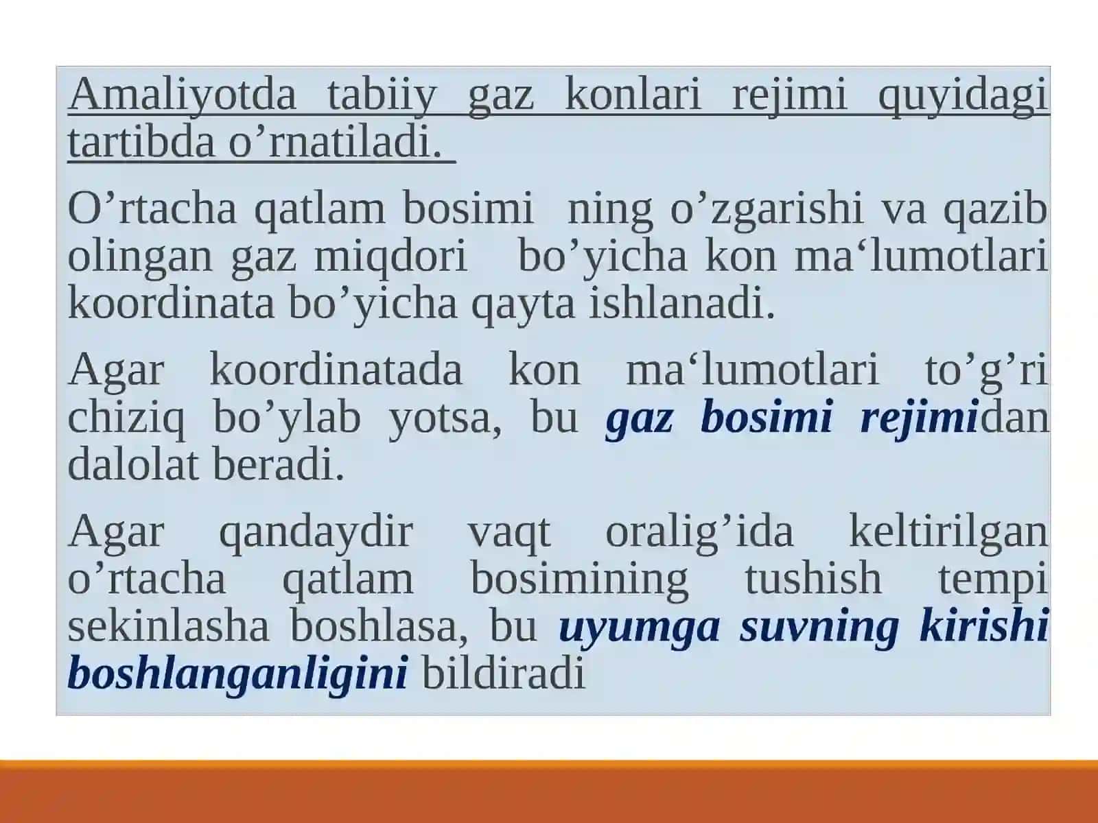 Tarang suv rejimida ishlaydigan gaz konlarini loyixalashtirish 4