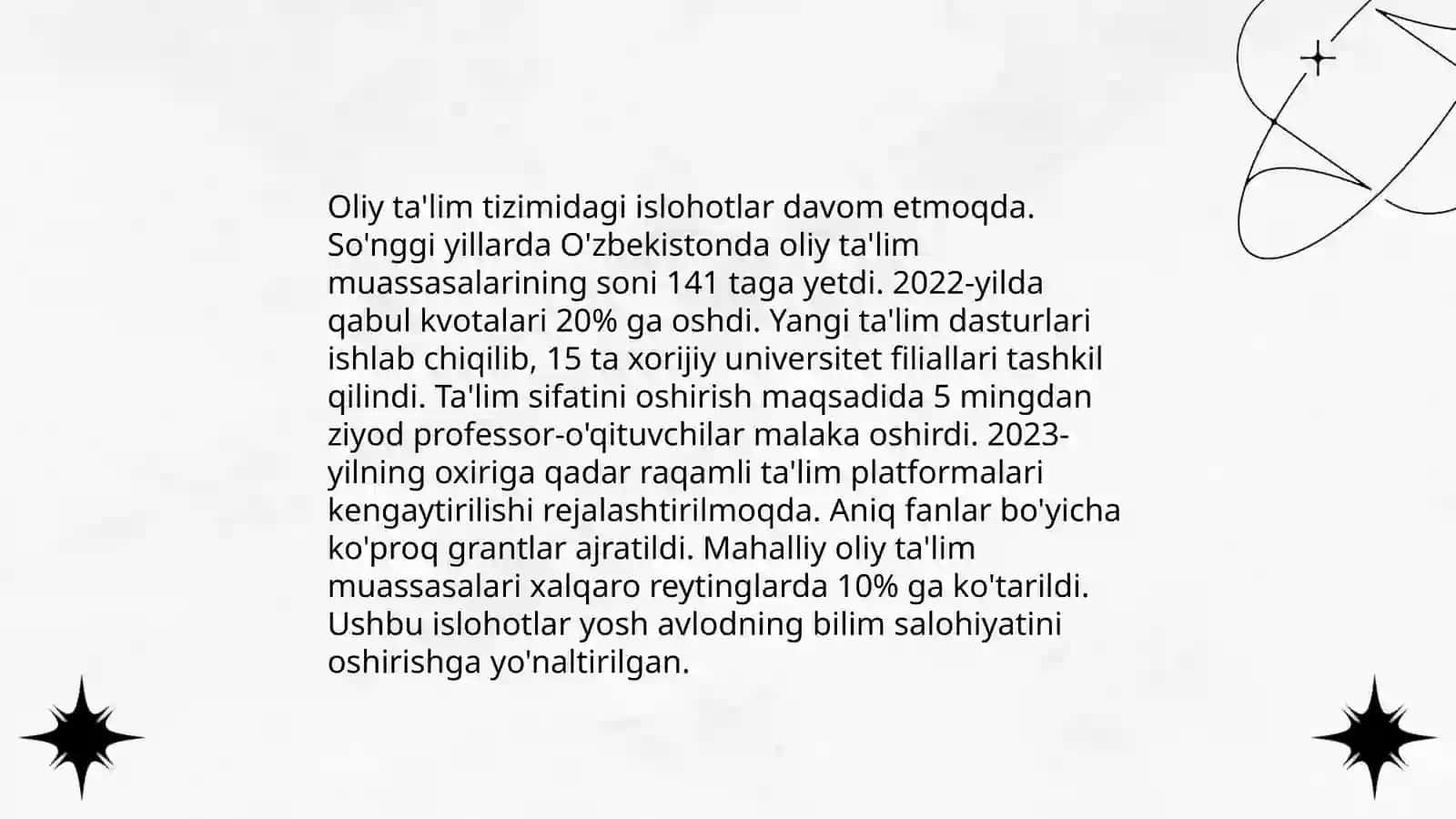 O‘zbekistonda ta'lim islohotlari yutuqlar va muammolar 4
