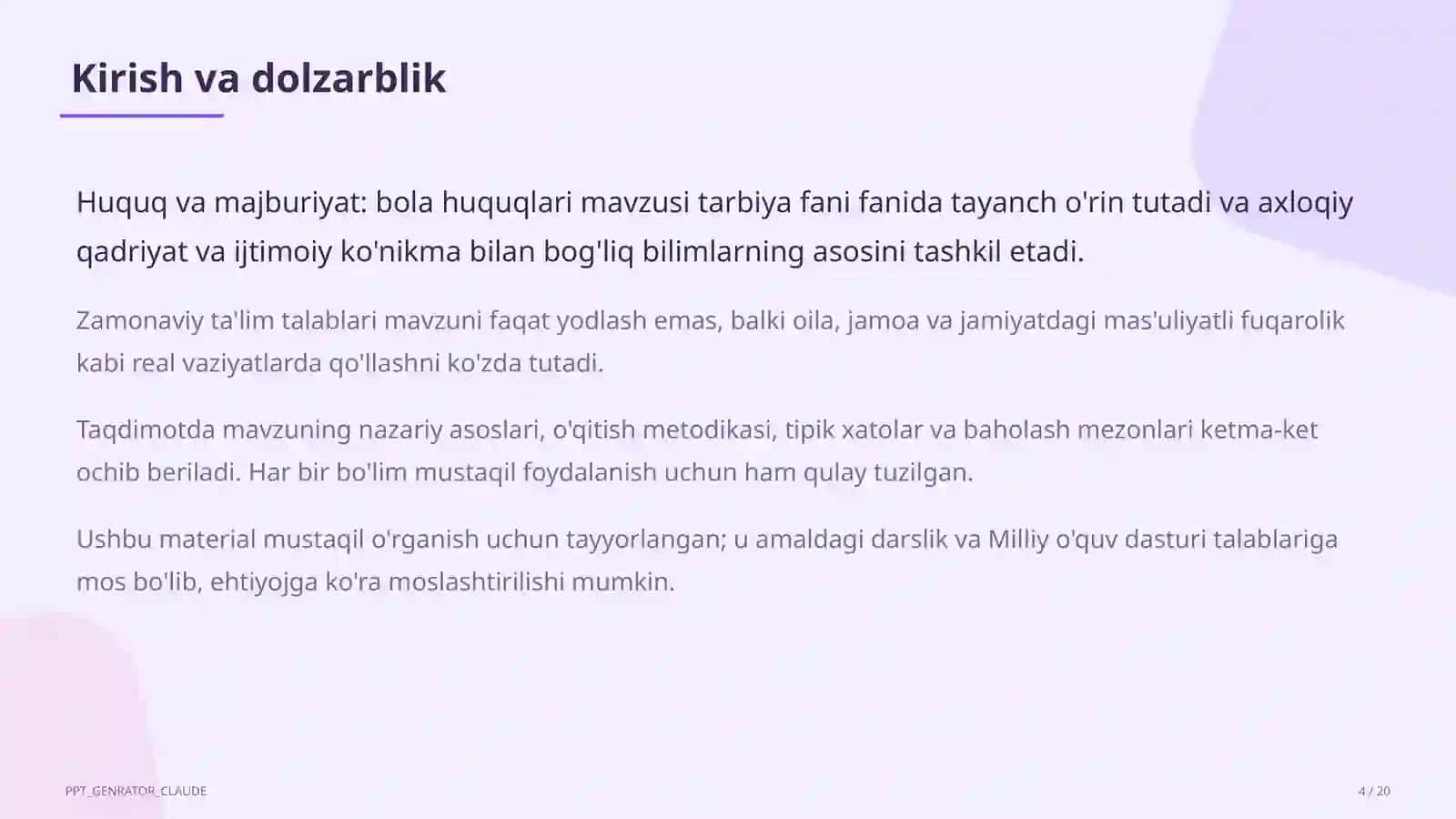 Huquq va majburiyat: bola huquqlari (8-sinf) 4