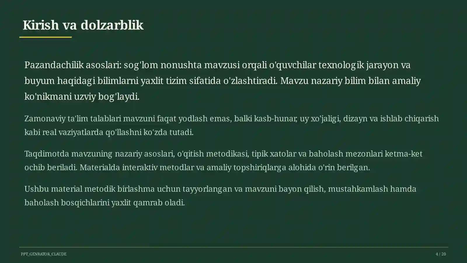 Pazandachilik asoslari: sog'lom nonushta (5-sinf) 4