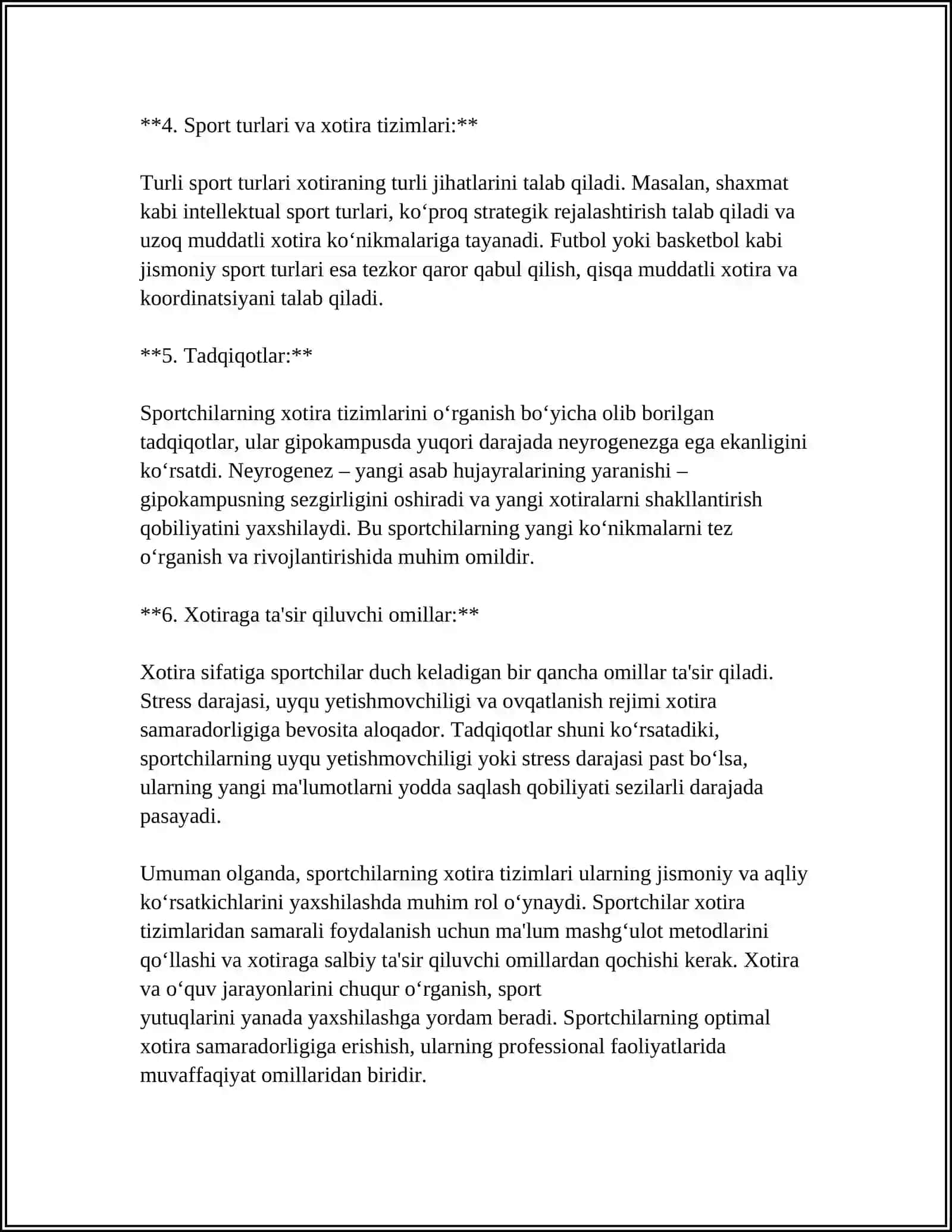 Xotira tizimlari sportchilarda qanday ishlaydi? 4