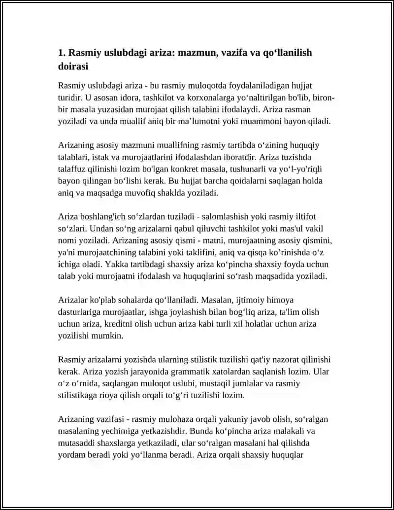 RASMIY USLUBDAGI 20TA HUJJAT TURI 4