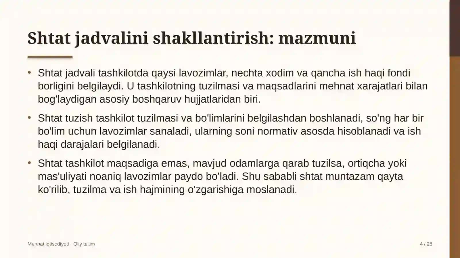 Davlat banklarida shtat jadvalini shakllantirish 4