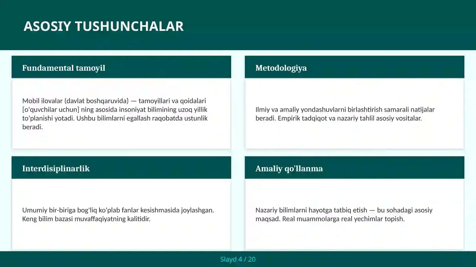 Mobol ilovalar (davlat boshqaruvidagi) — tamoyillari va qoidalari [o'quvchilar uchun] 4