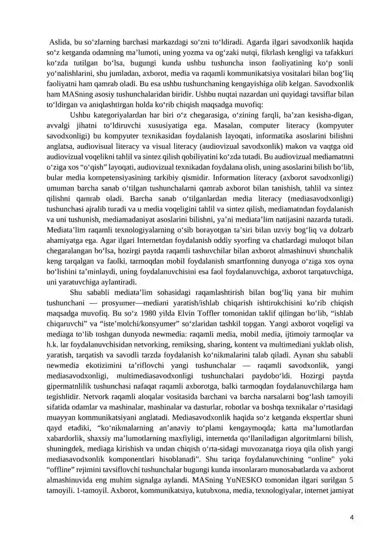 MEDIA SAVODXONLIK VA AXBOROT MADANIYATI EVOLYUTSIYASI HAMDA JAMIYATDAGI AHAMIYATI 4