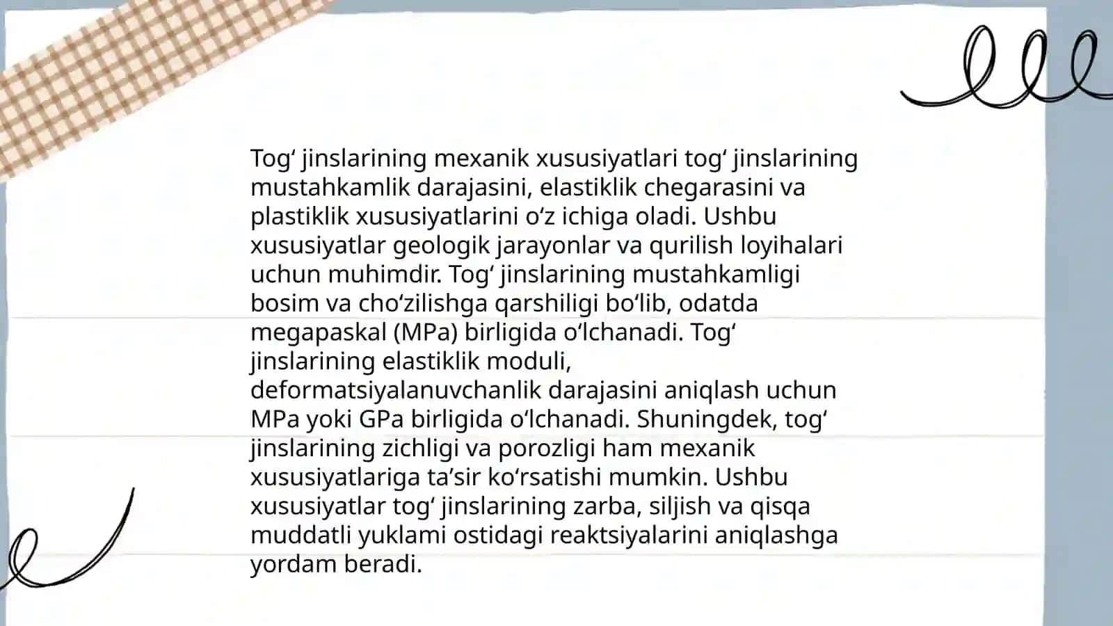 Togʻ jinslarining mustahkamlik toifalari boʻyicha turlari 4