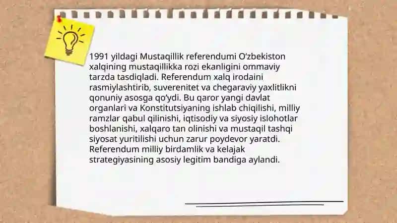 Oʻzbekiston Respublikasining tashkil topishi va uning tarixiy axamiyati 4
