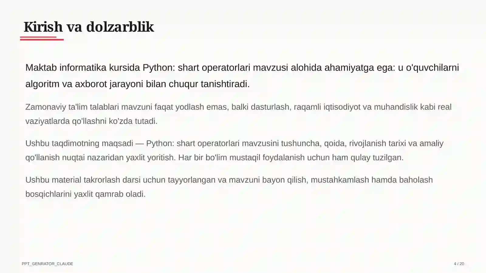 Python: shart operatorlari (8-sinf) 4