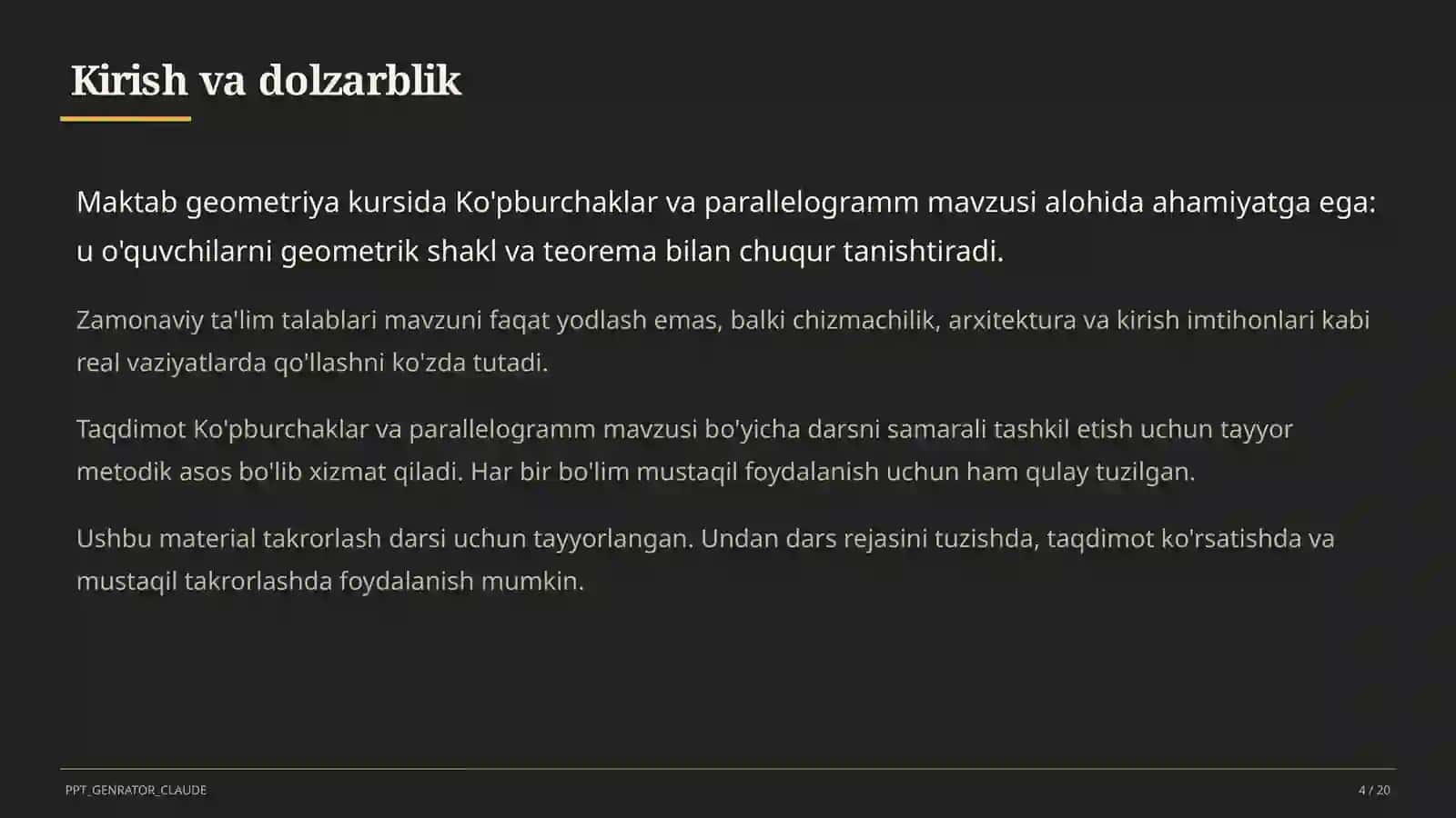 Ko'pburchaklar va parallelogramm (8-sinf) 4