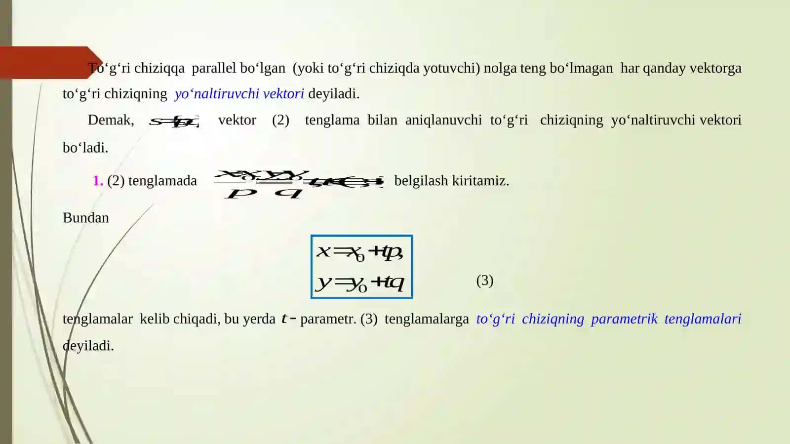 Fazoda tekislik tenglamalari 4