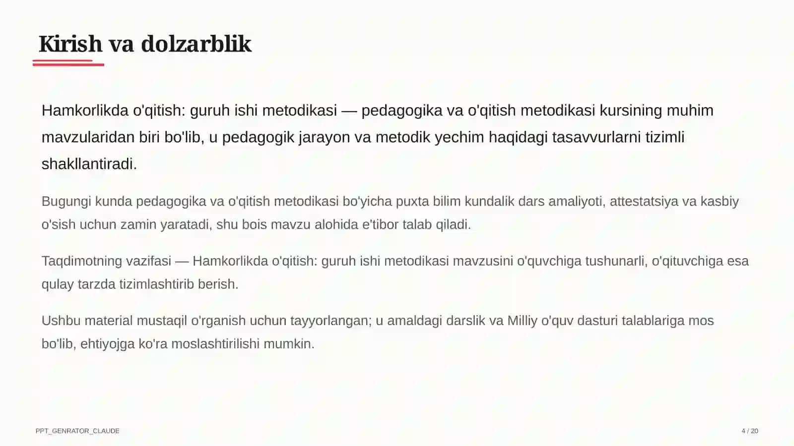 Hamkorlikda o'qitish: guruh ishi metodikasi 4