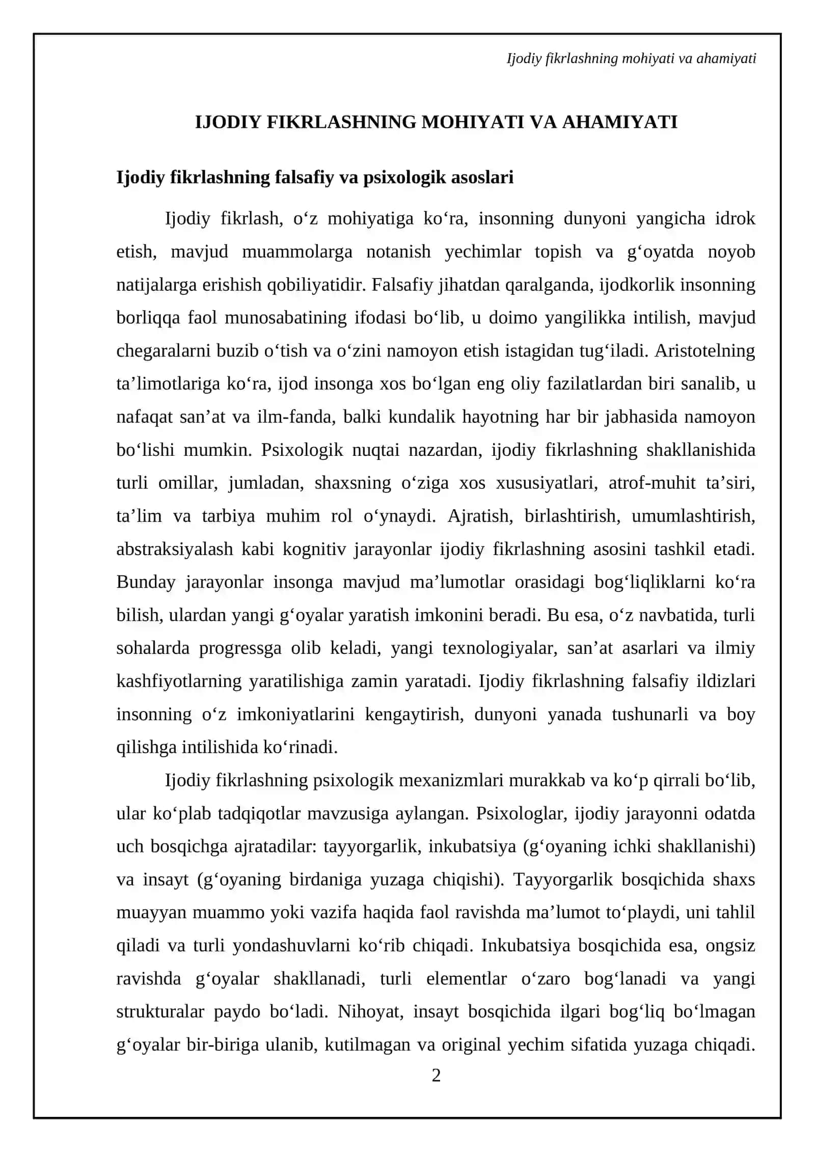 Kreativ fikrlash va uni rivojlantirish yo'llari 4