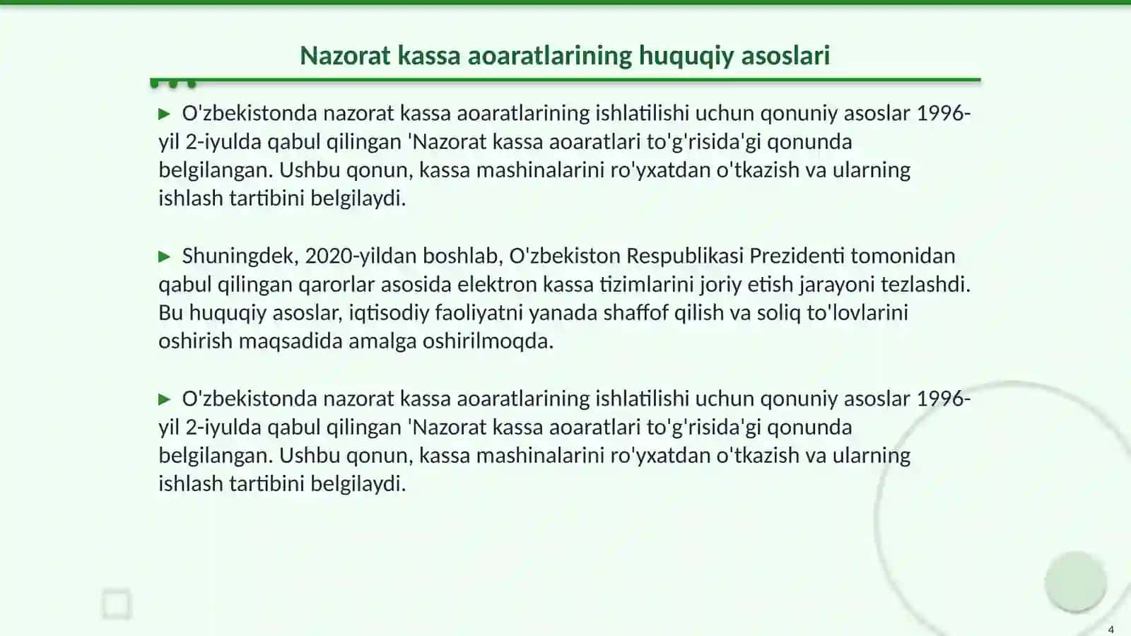 Nazorat kassa aoaratlari va ularning ekspulatatsiyasi 4