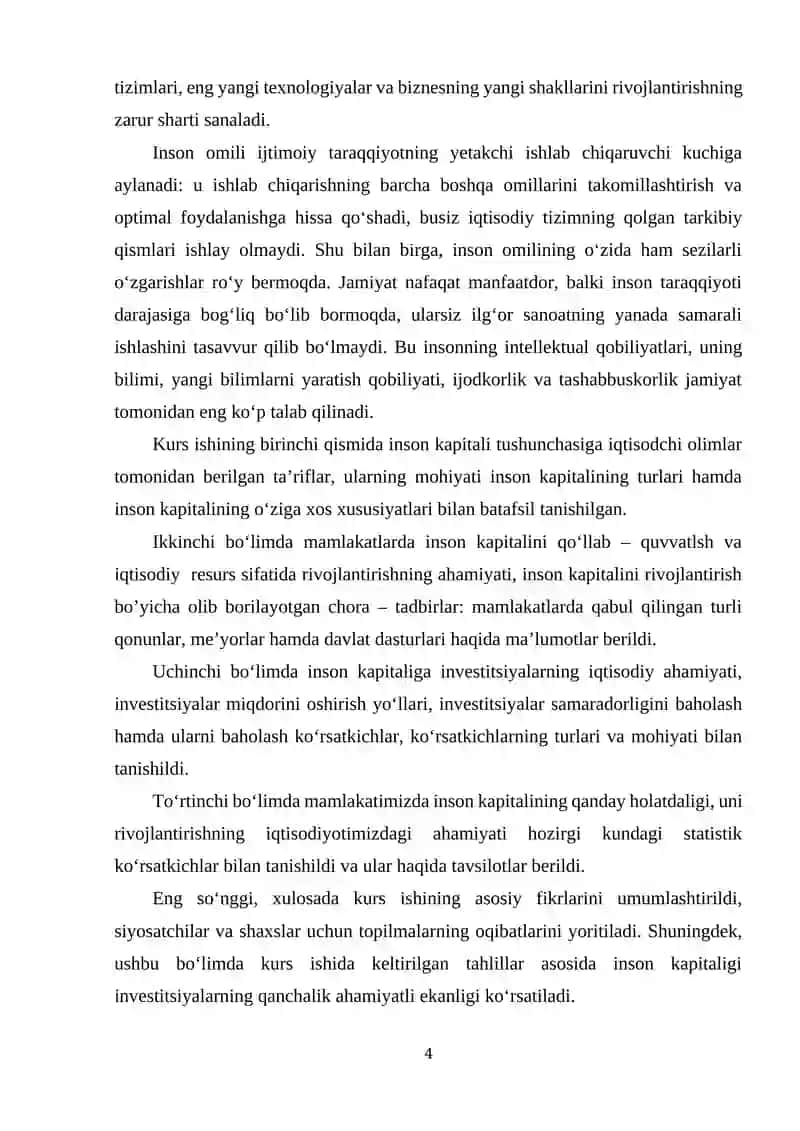 INSON KAPITALIGA INVESTITSIYALARNING MOHIYATI, TURLARI VA SAMARADORLIGI 4