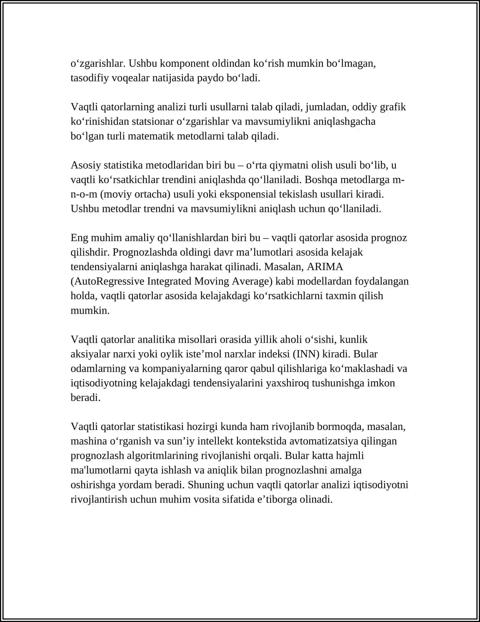 VAQTLI QATOR DARAJASINING AVTOKORRELYATSIYASI 4