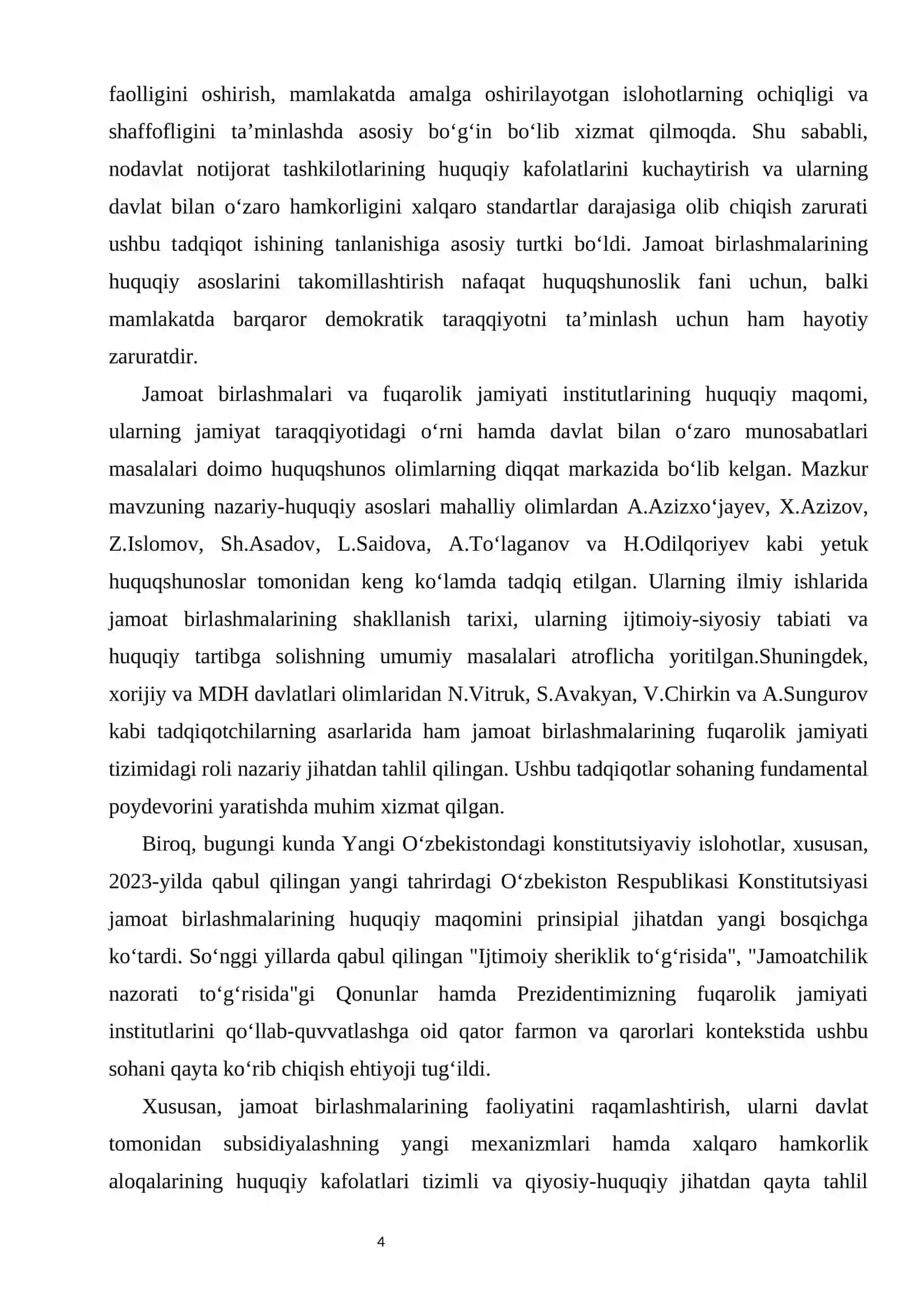 Jamoat birlashmalari va ularning huquqiy asoslari kurs ishi 4
