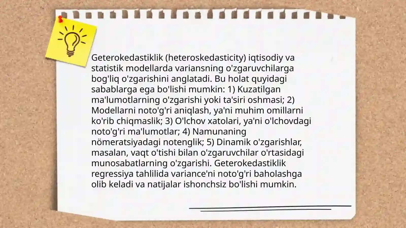 Geteroskedastiklik uchun test 4