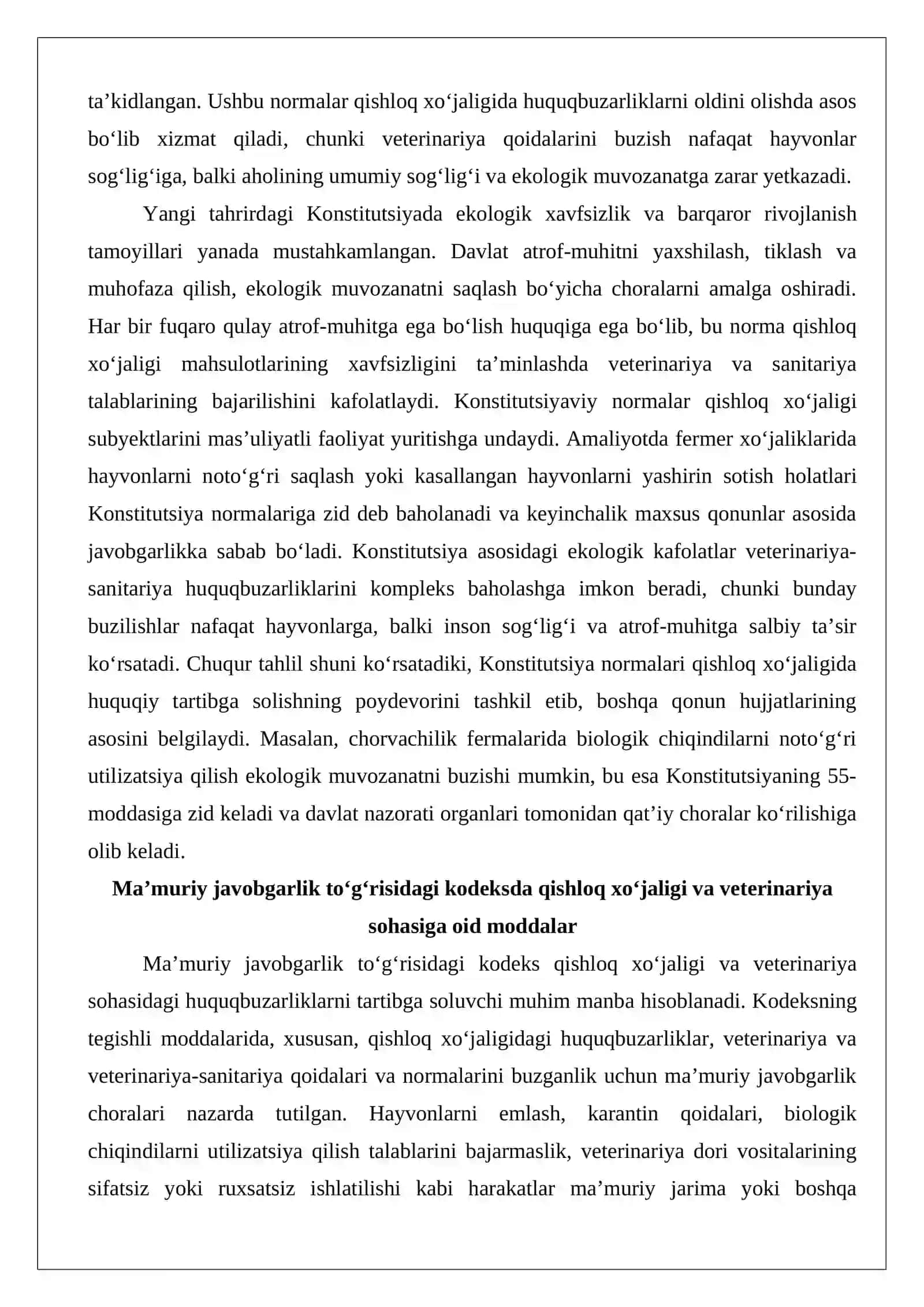 Qishloq xo’jaligidagi huquqbuzarlik, veterinariya, veterinariya-sanitariya qoidalari va normalarini buzganlik sohasidagi ma’muriy huquqbuzarliklar tarkibi 4