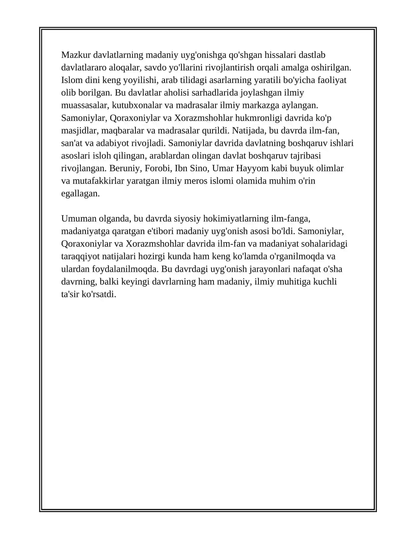 MAMLAKATIMIZ HUDUDIDA IX-XII-ASRLARDA MADANIY UYGʻONISH DAVRINING SODIR BULISHI 4
