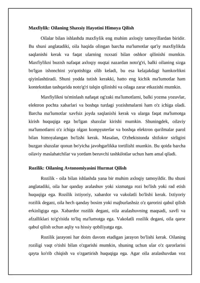Oilalar bilan iwlashning axloqiy tamoyillari 4